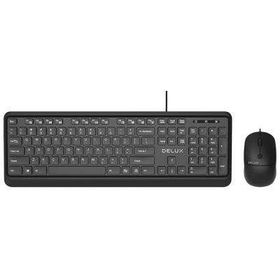 Комплект мишка и клавиатура delux k190u + m320bu, жичен, usb, 104 клавиша, 1600 dpi, черен, k190u+m320bu_vz