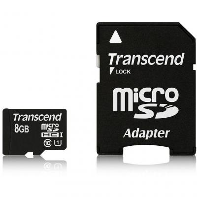 Flash карта transcend 8gb micro sdhc uhs-i premium (with adapter, class 10) - ts8gusdu1