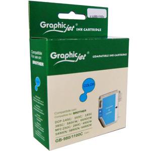 Brother ( lc980c lc1100hyc ) cyan ink cartridge, dcp385c/ dcp585cw / dcp6690cw / mfc6490cw - graphic jet