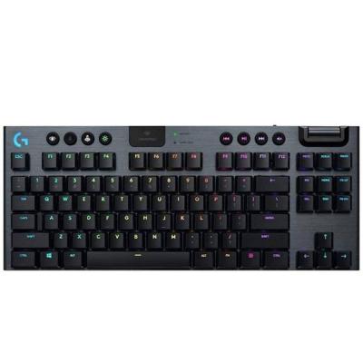 Безжична гейминг клавиатура logitech g915 tkl tenkeyless lightspeed wireless rgb, gl clicky, carbon, черна, german