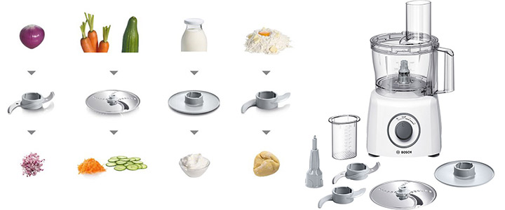 Кухненски робот Bosch - MultiTalent 3, 800 W, 2 скорости, MCM3100W, Виж цена