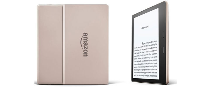 Електронен четец Kindle Oasis e-Reader, водоустойчив, 7 инчов дисплей, 300 ppi, Audible, 32 GB, Златист