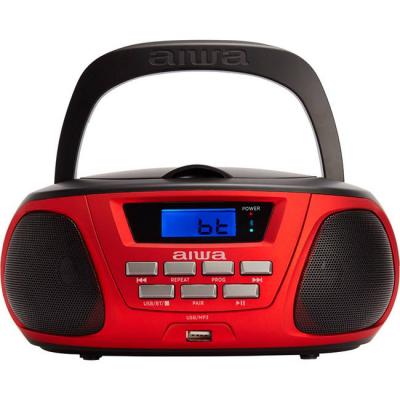 Аудио микросистема aiwa bbtu300rd bluetooth cd am fm mp3 плейър черно червено, bbtu-300rd