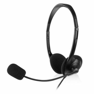 Слушалки ewent ew3563, микрофон, 2 x 3.5mm жак, 2.1м кабел, черни, ewent-head-ew3563