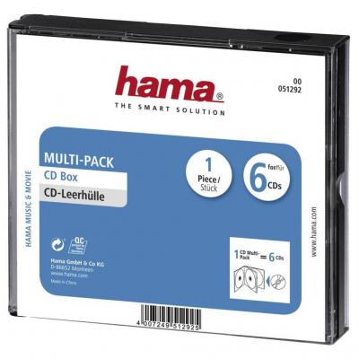 Кутийка за cd/dvd hama multi-pack 6, прозрачен/черен, hama-51292