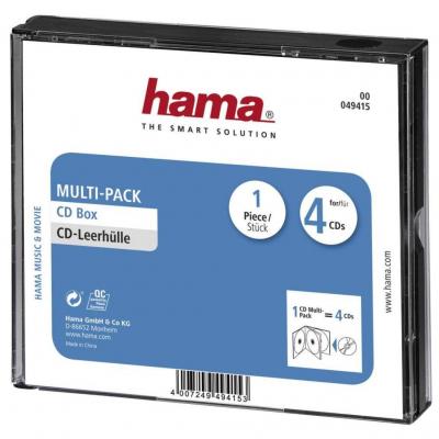 Кутийка за cd/dvd hama multi-pack 4, прозрачен/черен, hama-49415