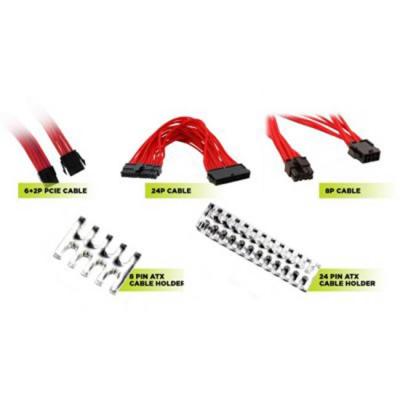 Комплект удължителни кабели gelid combo bundle, vga, pci-e, 1 x 24 pin, 1 x 8 pin eps, 2 x 24 pin + 4 x 8 pin, acrylic cable holder, червен, ca-mp-01