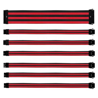 Комплект оплетени кабели cooler master, 30 см, червено/черни, cm-ps-cma-nest16rdbk1-gl