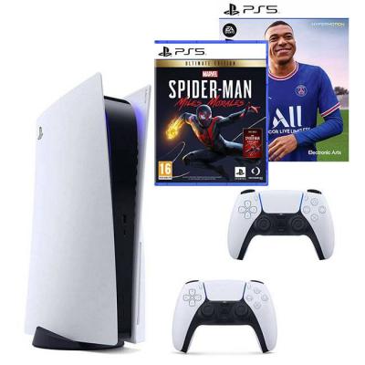 Конзола sony playstation 5, ssd 825gb, nvme ssd slot, 16gb gddr6 256-bit, amd zen 2 cores 3.5ghz с 8 ядра, бяла + игра fifa 22 (ps5) + игра marvel spi