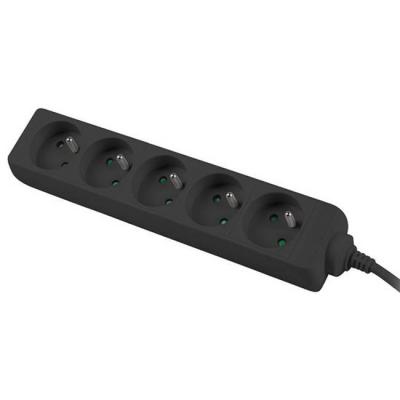 Разклонител lanberg power strip, за ups устройства, 5 гнезда, 2500 w, 1 м кабел, защита за деца, черен, ps0-05e-0100-iec-bk
