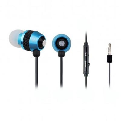 Слушалки с микрофон gembird, тип тапи, 3.5 mm стерео аудио жак, син/черен, mhs-ep-002