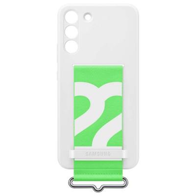 Калъф samsung s22+ s906, 6.6 инча, силикон, с каишка, бял, ef-gs906twegww
