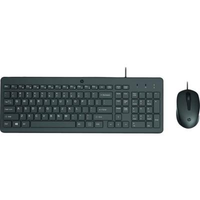 Комплект клавиатура и мишка hp 100 wired mouse and keyboard (bg), жичен, usb, multimedia hotkey, черен, 240j7aa#aks