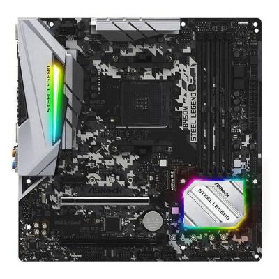 Дънна платка asrock b450m steel legend, am4, ddr4, pcie, (hdmi&dp), 4x sata 6gb/s, 2x m.2 slot, usb type-c, micro atx, asrock b450m steel legend