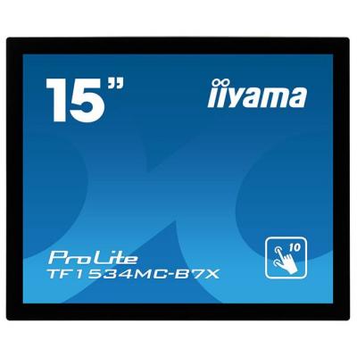 Тъч монитор iiyama tf1534mc-b7x, 15 инча, 1024 x 768, tn, capacitive multi touch, 4:3, 370 cd/m2, 700:1, 8 ms, vga, hdmi, dp, usb, черен, tech-15482
