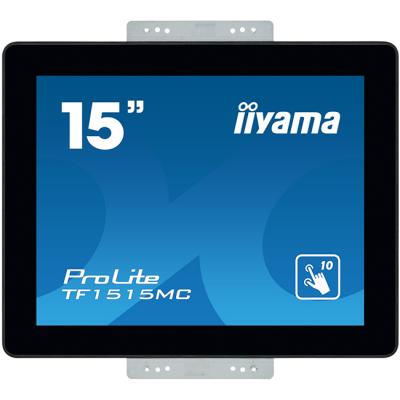 Тъч монитор iiyama tf1515mc-b2, 15 инча, 1024 x 768, tn, 350 cd/m2, 800 :1, 8 ms, anti-fingerprint coating,  vga, hdmi, dp, черен, tech-15088