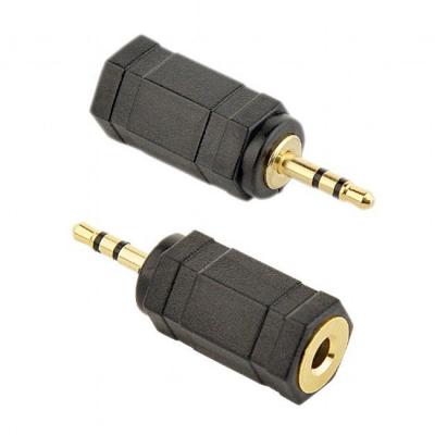 Адаптер gembird audio adapter, 3.5 mm / женско към 2.5 mm / мъжко, позлатени конектори, черен,  a-3.5f-2.5m