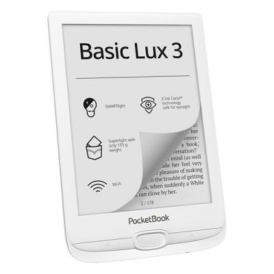Електронна книга, pocketbook pb617 basic lux 3 wh, 6 инча (758x1024), 8 gb, 1300 mah, бял,