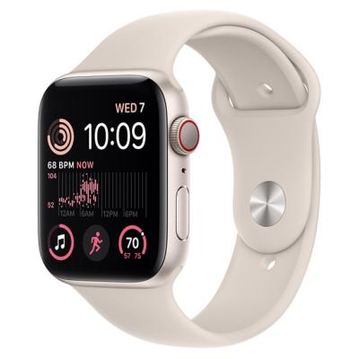 Часовник apple watch se2 gps + cellular 44mm starlight aluminium case with starlight sport band - regular, mnpt3bs/a