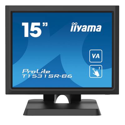 Тъч монитор iiyama t1531sr-b6, 15 инча, 1024 x 768, va, 5-wire resistive touch, 4:3, 350 cd/m2, 2500:1, 18 ms, ip54, vga, hdmi, dp, черен, tech-16085