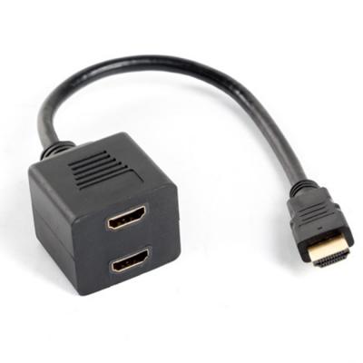 Адаптер lanberg adapter, hdmi-a (m) - hdmi-a (f) x2 splitter, 0.2 м кабел, черен, ad-0019-bk