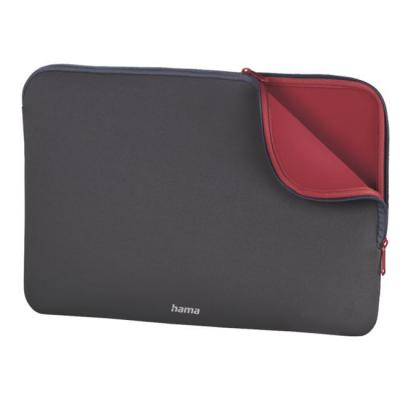 Калъф за лаптоп hama neoprene, до 15.6 инча (40 cm), цип, сив / червен, hama-216510