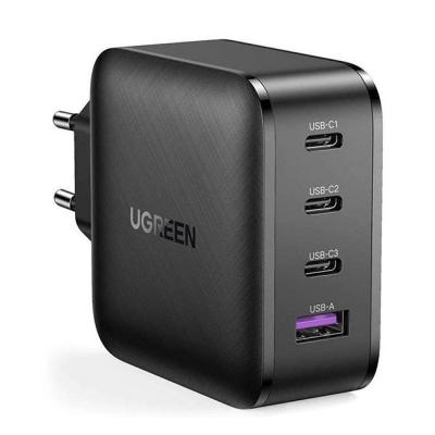 Зарядно устройство ugreen gan, от контакт към 3x usb c(ж) и 1x usb a(ж), 65w, черен, cd224 70774