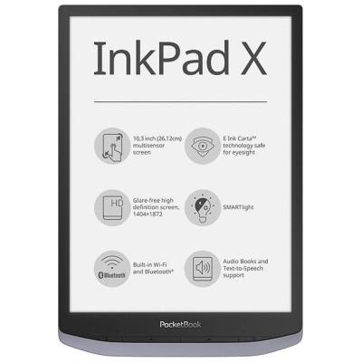 Електронен четец pocketbook inkpad x (pb1040), 10.3 инча (1404 × 1872) e ink carta mobius, wi-fi, метално сив, pocket-book-pb1040 - разопакован продук