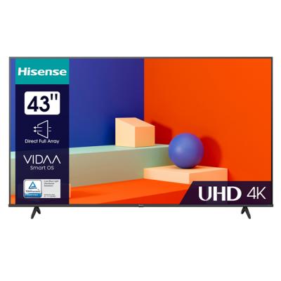 Телевизор hisense 43 инча a6k, 4k ultra hd 3840x2160, dled, smart tv, wifi, bt, 3xhdmi, 2xusb, lan, dvb-t2/c/s2, black, 43a6k