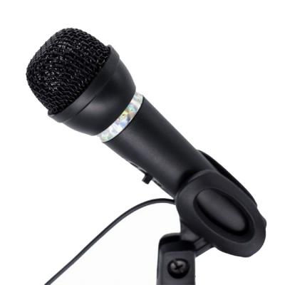 Кондензаторен микрофон gembird mic-d-04, жичен, 3.5 мм trs, 20 hz - 20 khz, - 58 +/- 3 db, 1.3 м кабел, със стойка, черен, mic-d-04