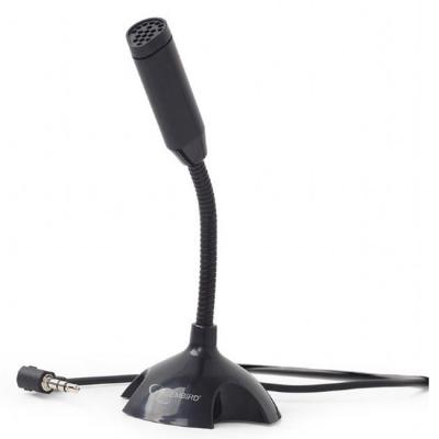 Настолен микрофон gembird mic-d-02, жичен, 3.5 мм, 100 hz - 16 khz, - 62 +/- 3 db, със стойка, 1.1 м кабел, черен,  mic-d-02