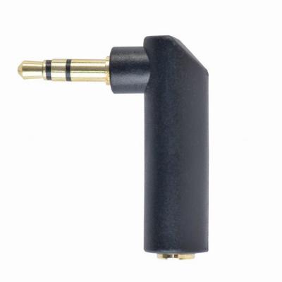 Аудио адаптер gembird, ъглов, 3.5 мм стерео жак / male към 3.5 мм / female, черен, a-3.5m-3.5fl