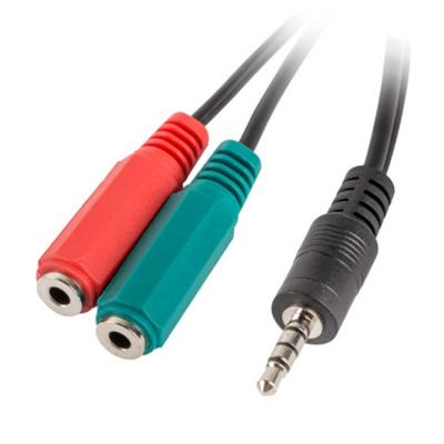 Аудио кабел lanberg, mini jack 3.5 mm / male, 4-pin към 2 х mini jack 3.5 mm / female, 3-pin, 0,20 m, многоцветен, ad-0023-bk
