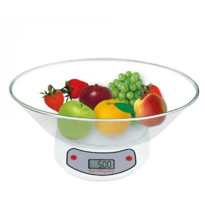 Кухненска везна с купа rosberg, до 5 кг, lcd екран, бял, r51651b