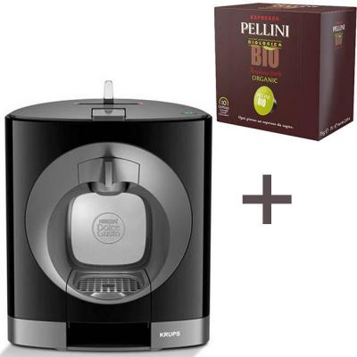 Кафемашина krups dolce gusto oblo kp1108, черна + кафе капсули pellini bio