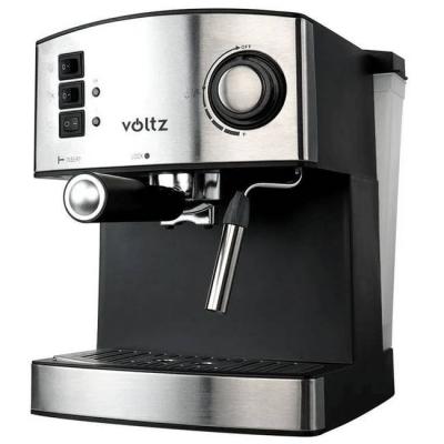 Еспресо машина voltz, 850w, цедка за 1 или 2 кафета, 15 бара, крема диск, затопляне на чаши, инокс/черна, v51171a