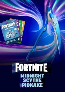 Fortnite - midnight scythe pickaxe (dlc) + 5000 v-bucks gift card epic games key global