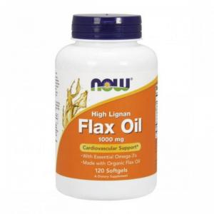 Масло от ленено семе - flax oil high lignan - 120 дражета - now foods, nf1780