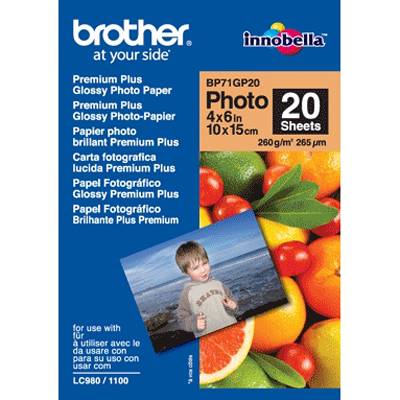 Хартия brother premium plus glossy photo paper, 20 sheets, 4' x 6' - bp71gp20