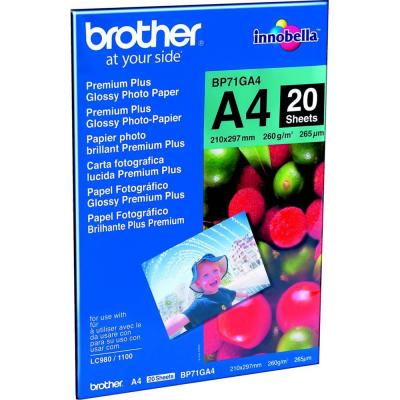 Хартия brother bp71ga4 premium plus glossy photo paper 20 sheet - bp71ga4