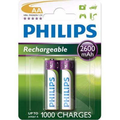 Акумулаторни батерии philips rechargeable презареждаща батерия hr6 aa, 2600 mah, 2-blister - r6b2a260/10