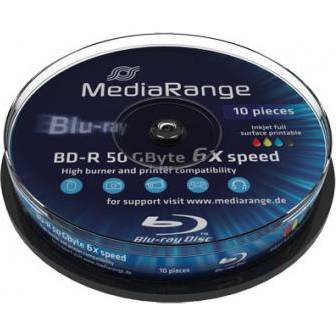 Blu-ray mediarange bd-r dual layer 50gb 6x (printable) - 10 броя в шпиндел