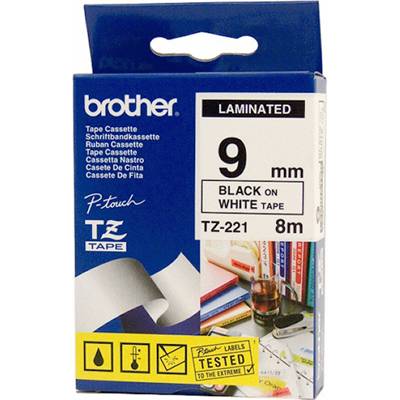 Ламинирана лента brother tz-221 tape black on white laminated 9mm - ecoс - tze221