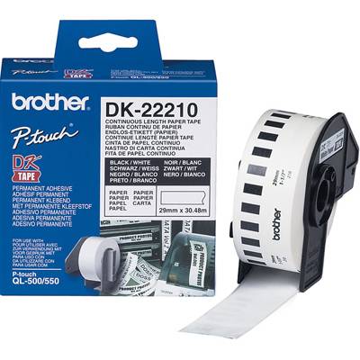 Лента brother dk-22210 roll white continuous length paper tape 29mmx30.48m (black on white) - dk22210