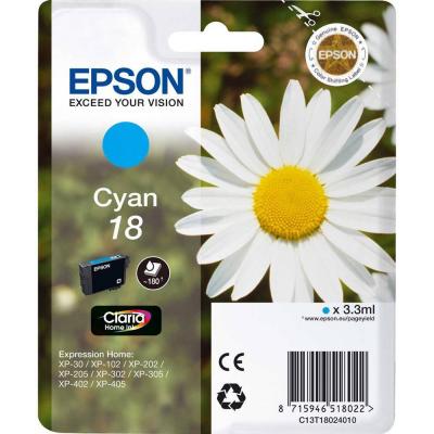 Epson singlepack cyan 18 claria home ink - c13t18024010