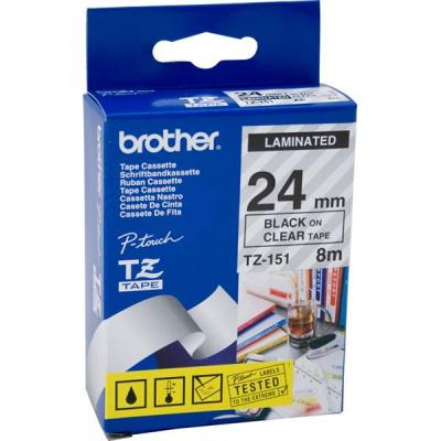 Ламинирана лента brother tz-151 tape black on clear, laminated, 24mm, 8 m - eco - tze151