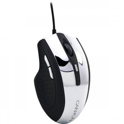 Мишка - input devices - mouse canyon cnl-cmso02 (cable, optical 1000/1200/1600dpi,6 btn,usb 2.0), black/chrome - cnl-cmso02