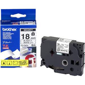 Brother tz-ese4 tape black on white, security tape, 18mm - eco - tzese4