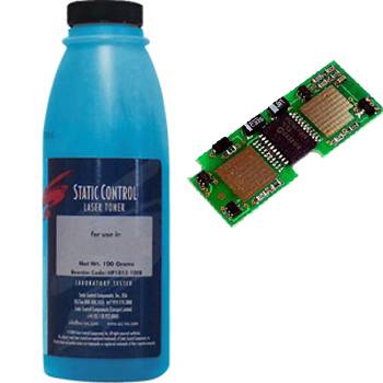 Комплект тонер бутилка и чип за lexmark optra c 540 series/x540 series - cyan - static control - 130lex c 540cs kit