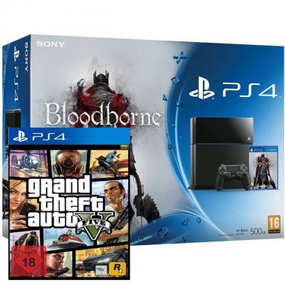 Комплект конзола sony ps4 gamer bundle bloodborne + игра gta 5